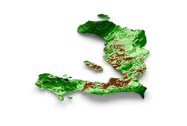 Carte topographique d'Haïti Carte réaliste 3d Illustration 3d couleur