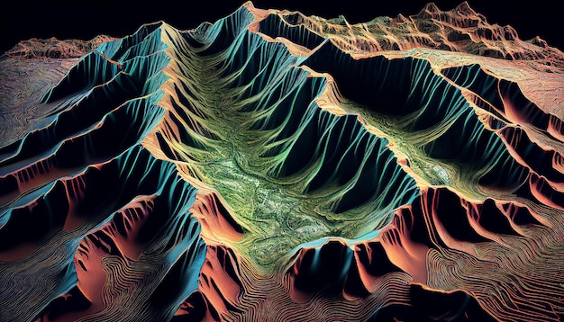 Carte topographique des lignes de contour