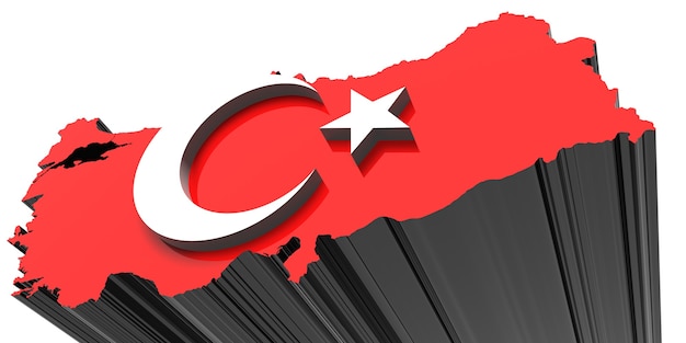 Carte Tridimensionnelle De La Turquie Aux Couleurs Du Drapeau Turc