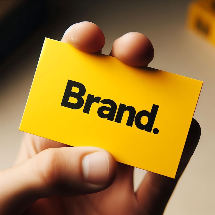 Photo carte de visite jaune avec le texte brand