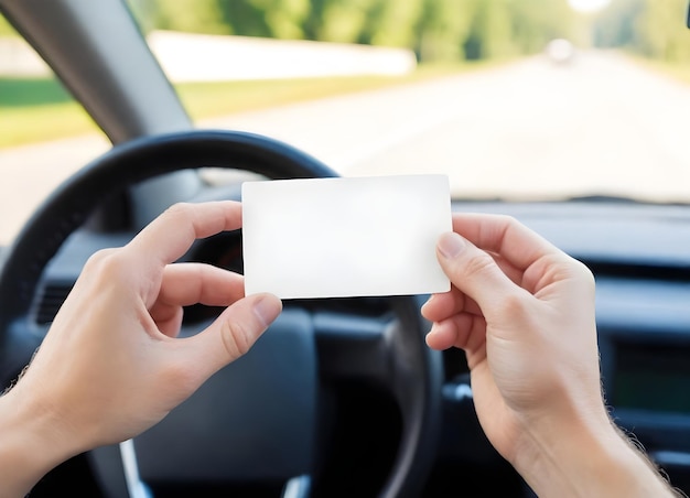 Photo carte de visite en main, carte d'identité ou permis de conduire