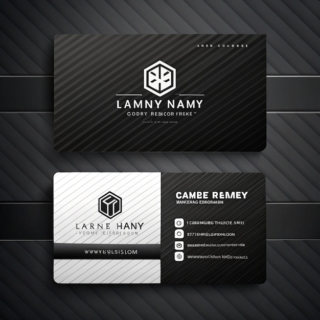 une carte de visite en noir et blanc avec un logo pour le nom de l'entreprise