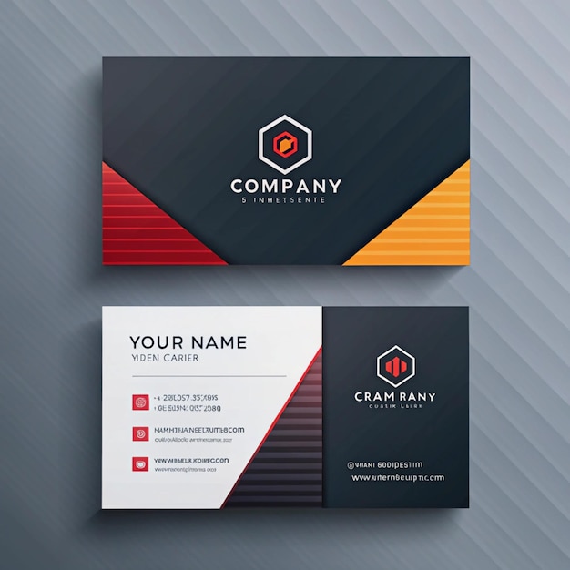 une carte de visite noire et orange avec le nom de votre entreprise