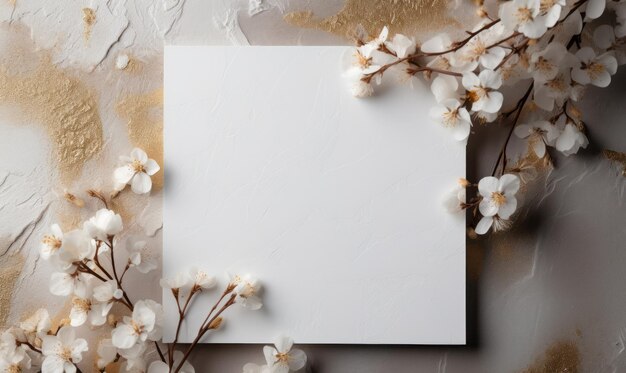 Carte de vœux blanche sur fond avec des fleurs lettre d'amour