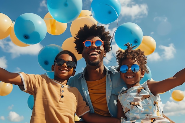 Photo une carte de vœux bleue réaliste pour la fête des pères