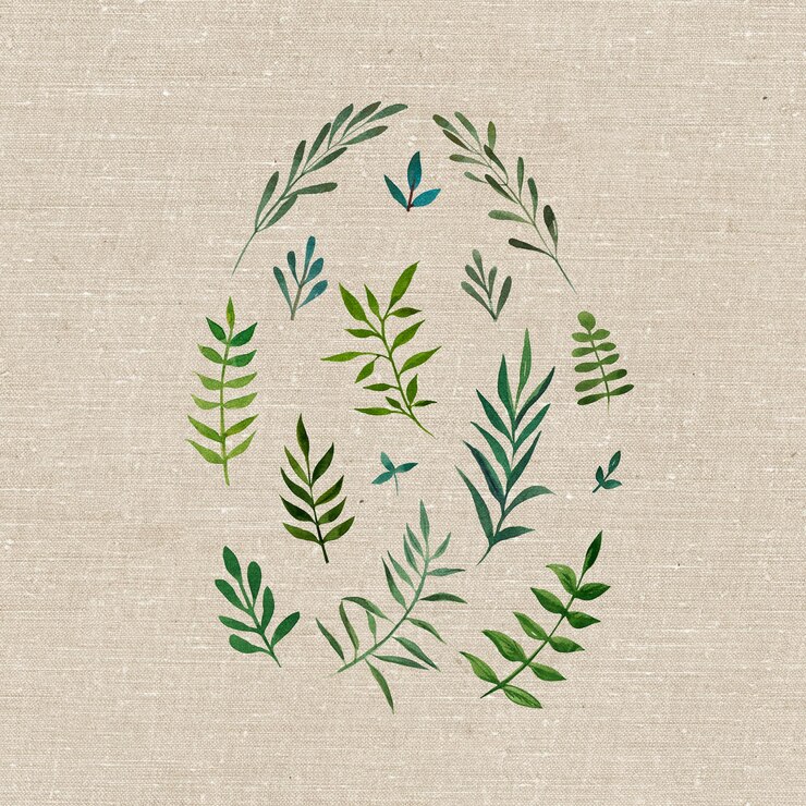Photo carte de vœux créative de pâques aquarelle dessinée à la main branches vertes en forme d'œuf de poulet printemps