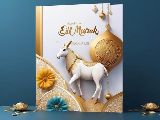 Photo carte de vœux créative pour l'aïd adha sur le thème de l'eid mubarak