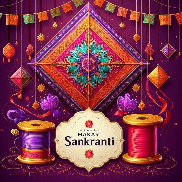 Carte de vœux créative pour le Makar Sankranti belle conception de carte de Makar Sankranti