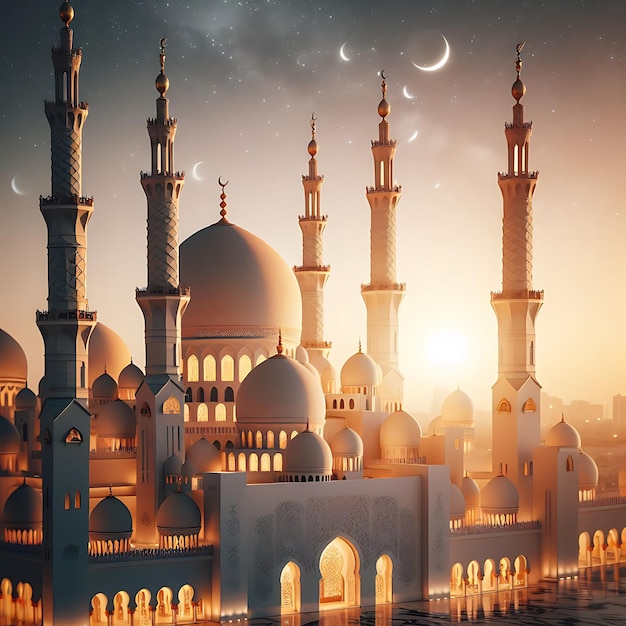 Carte de vœux du Ramadan Kareems Ai généré à l'arrière-plan du Ramadan IA générative