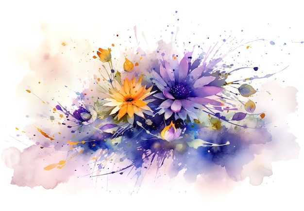Carte de vœux avec des fleurs à l'aquarelle en couleurs pastel faite à la main