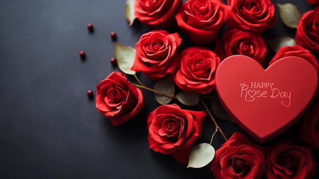 Carte De Voeux Happy Rose Daywish Avec Un Fond De Style 3d Rose Rouge