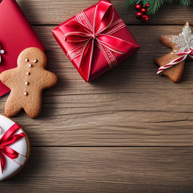 Carte de vœux de Noël avec des biscuits au pain d'épice