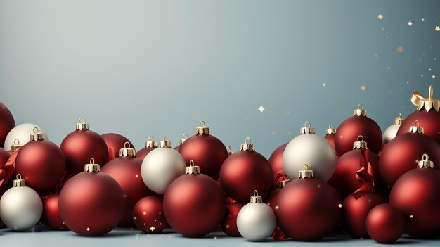 Carte de vœux de Noël avec une boule de Noël réaliste et des flocons de neige dorés