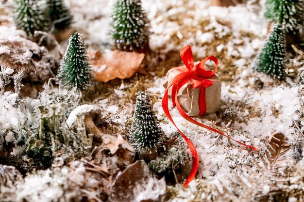 Carte de voeux de Noël ou du nouvel an avec forêt d'hiver