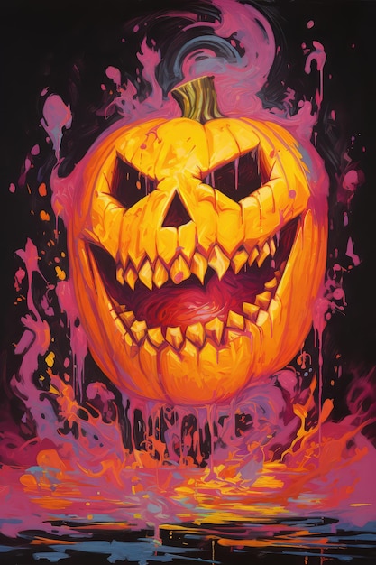Carte de voeux de personnage effrayant de Halloween Jack O Lantern