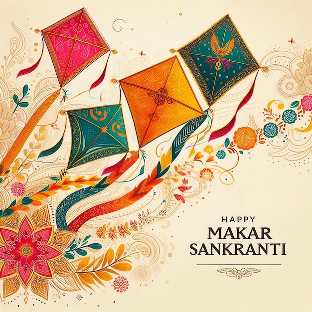 Photo carte de vœux pour le makar sankranti images de fond du makar sankranti