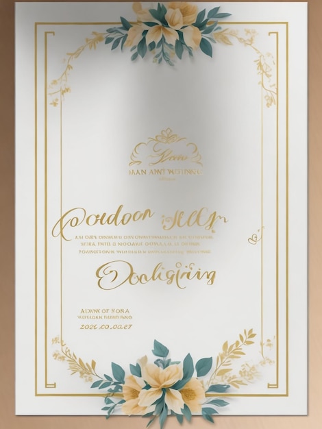 Photo carte de vœux pour le mariage avec des éléments floraux art vectoriel