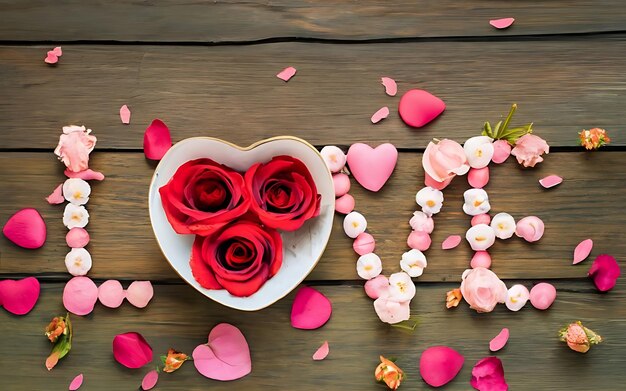 Carte de vœux pour la Saint-Valentin avec une rose