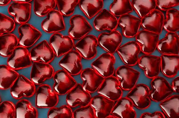 Carte de voeux rétro avec des coeurs rouges sur fond aqua foncé pour la conception de toile de fond web