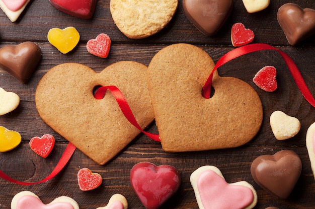 Carte de voeux saint valentin avec biscuits coeur