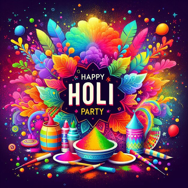 Le cartel de la fête de l'Happy Holi