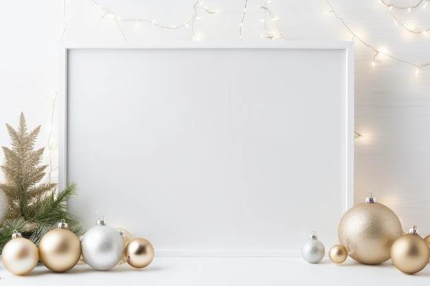 Cartes blanches avec fond d'espace de copie avec décoration de Noël vacances de Noël IA générative