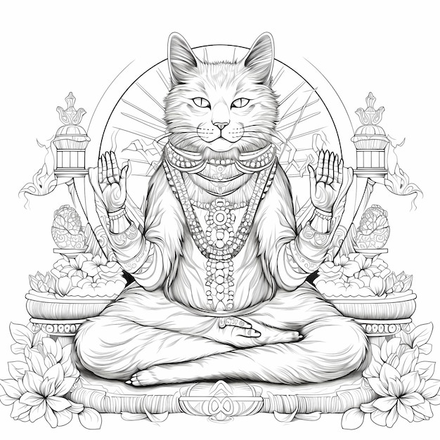 Photo cartes à colorier apaisantes zen whiskered pour les amateurs de chats de yoga