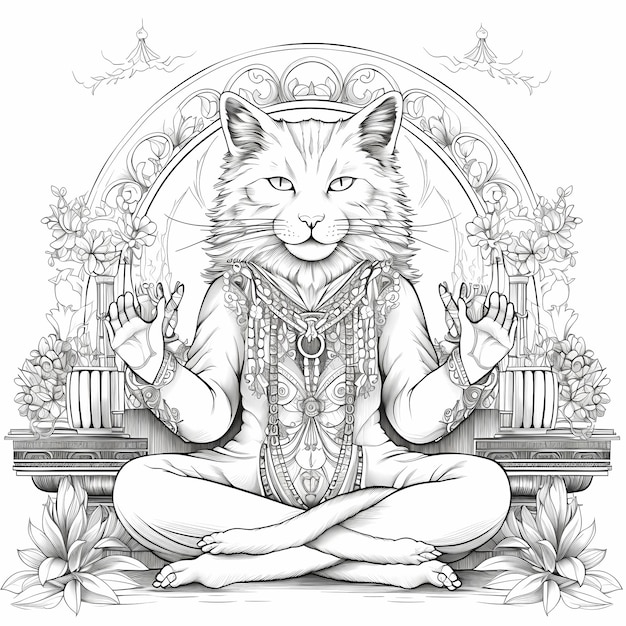 Photo cartes à colorier apaisantes zen whiskered pour les amateurs de chats de yoga