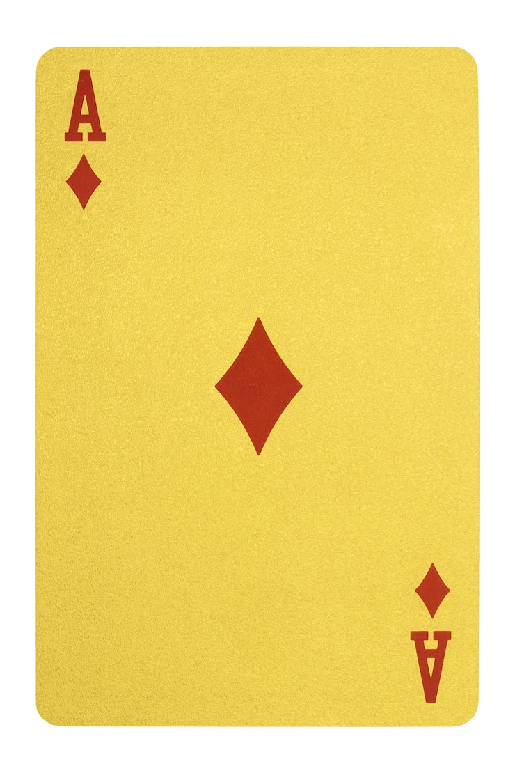 Photo cartes à jouer dorées, as de carreau