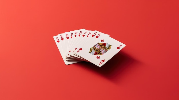 Cartes à jouer sur fond rouge