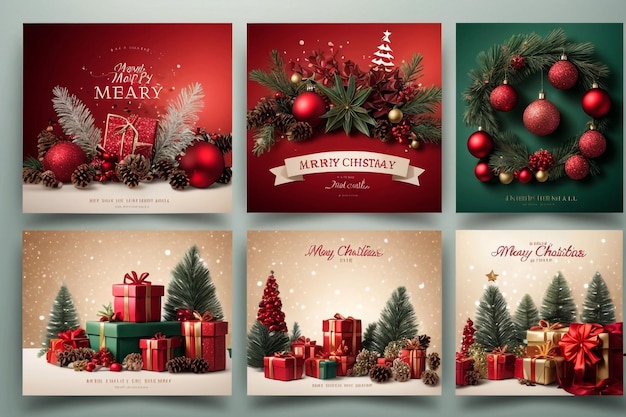 Cartes de Noël aux couleurs traditionnelles Illustration vectorielle