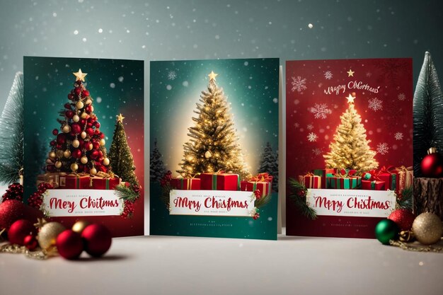 Cartes de Noël aux couleurs traditionnelles Illustration vectorielle