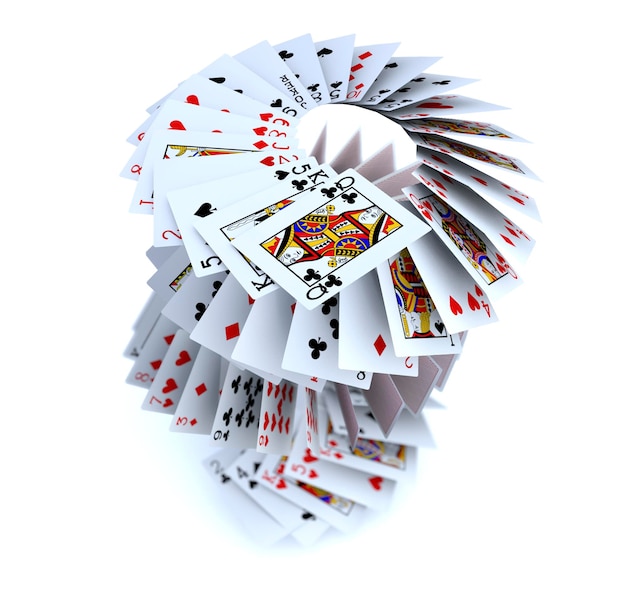 cartes de poker de rendu 3d tombant