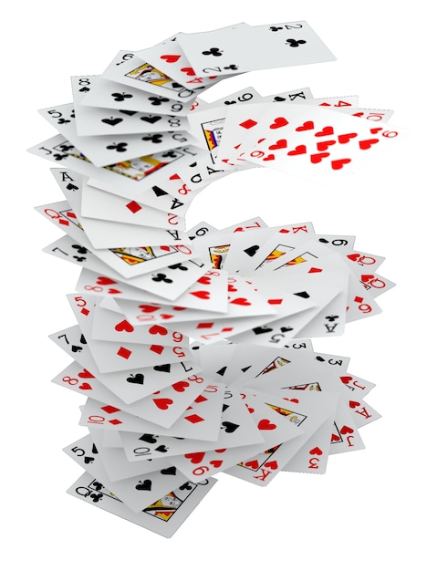 Photo cartes de poker de rendu 3d tombant