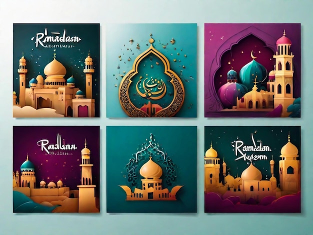 Photo des cartes de ramadan dans un style réaliste