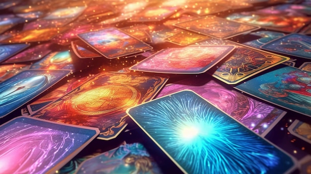 Cartes de tarot magie ésotérique et occultisme concept prévision à terme AI générée