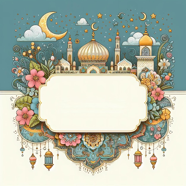 Cartes de vœux ou affiches de Ramadan avec des couleurs et des détails de conception attrayants