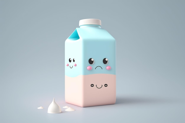 Un carton de lait avec un dessin animé dessus.