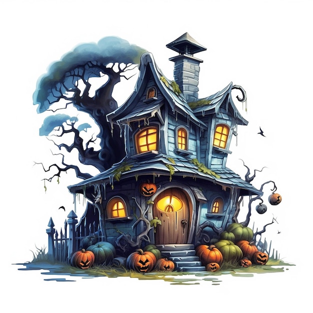 cartool illustration halloween maison