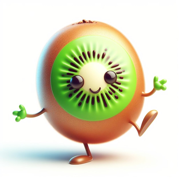 Cartoon 3D drôle d'un kiwi L'agriculture et l'alimentation saine générées par l'IA