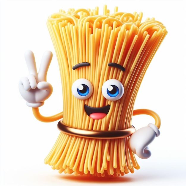 Photo cartoon 3d drôle de nourriture de spaghettis tradition alimentaire saine générée par l'ia