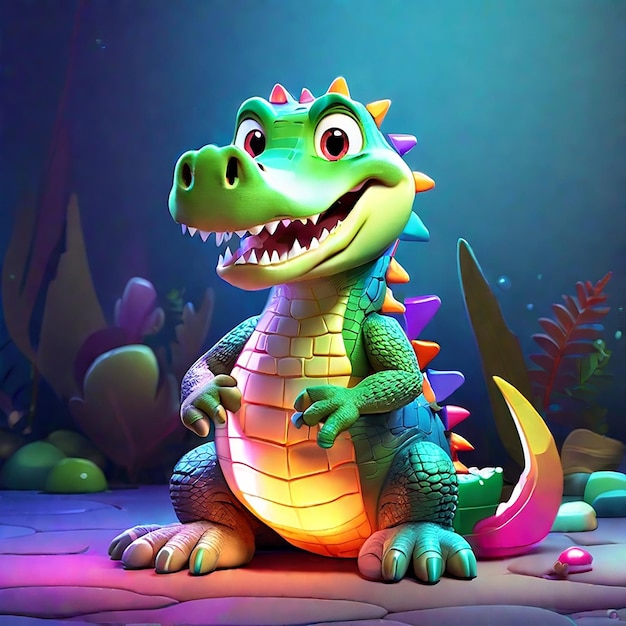Cartoon 3D d'un personnage de crocodile généré par l'IA
