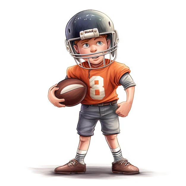 Photo cartoon d'un garçon de football américain