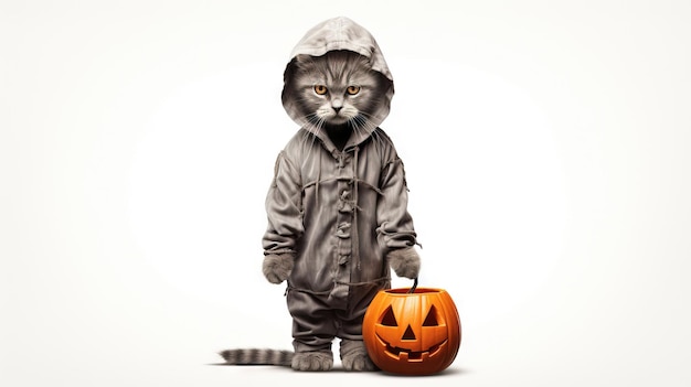 Cartoon halloween chat halloween illustration Ai généré à haute résolution illustration d'Halloween sur fond blanc