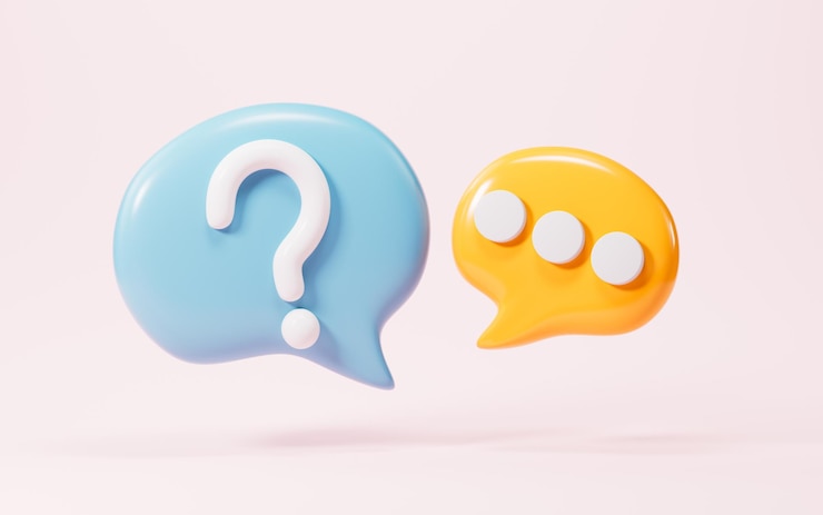 Photo cartoon point d'interrogation faq solution de problème symbole de chat symbole de rendu 3d