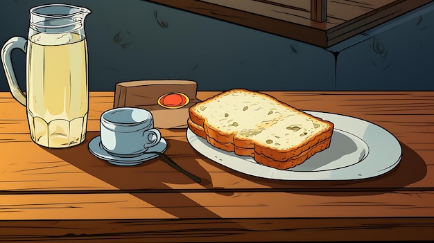 Cartoon rétro de pain grillé et de lait