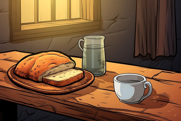 Cartoon rétro de pain grillé et de lait