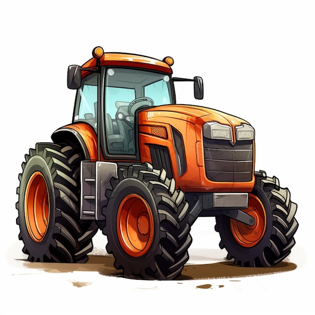 Cartoon d'un tracteur sur fond blanc