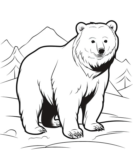 Photo cartoon vectoriel adorable ours en peluche page de coloriage d'animaux illustration d'animal noir monochrome