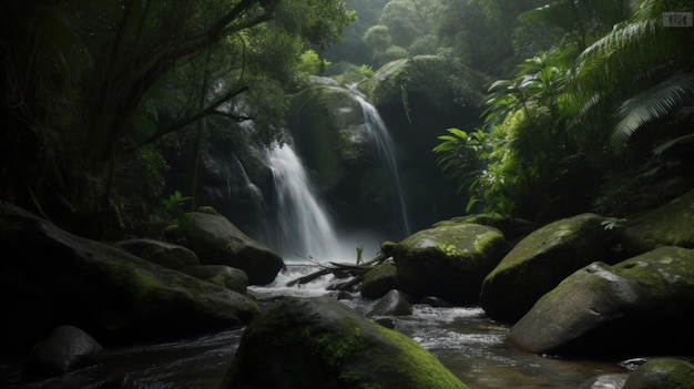 La cascade au cœur d'une forêt tropicale